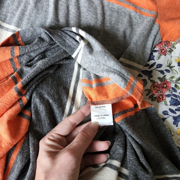 eShakti Orange Grey Cream Knit Short Sleeve Dress 6 Small - Picture 5 of 5